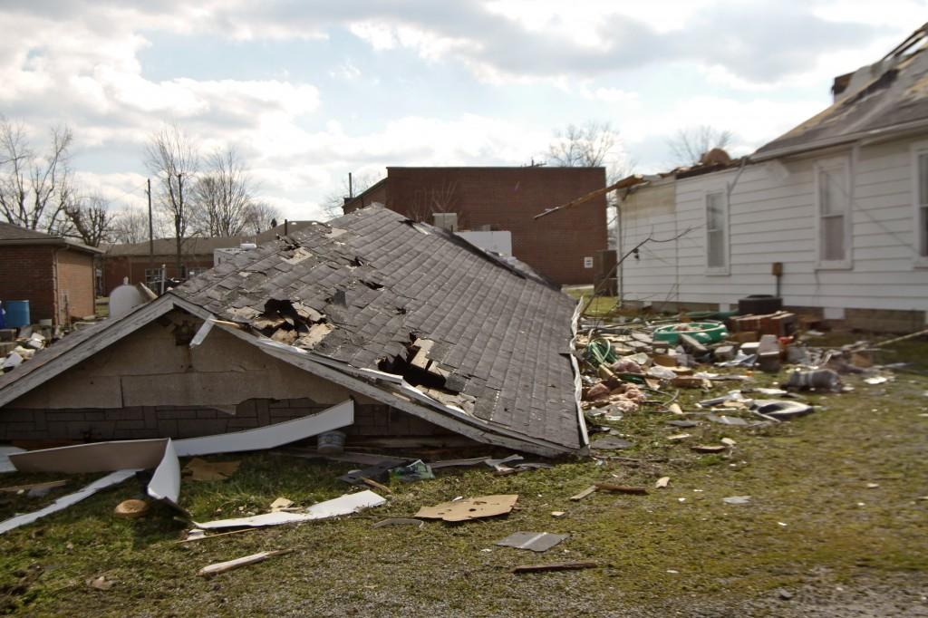 Though there were many homes left relatively unscathed, some were torn entirely off their foundations. Half of the main church in Henryville was destroyed.