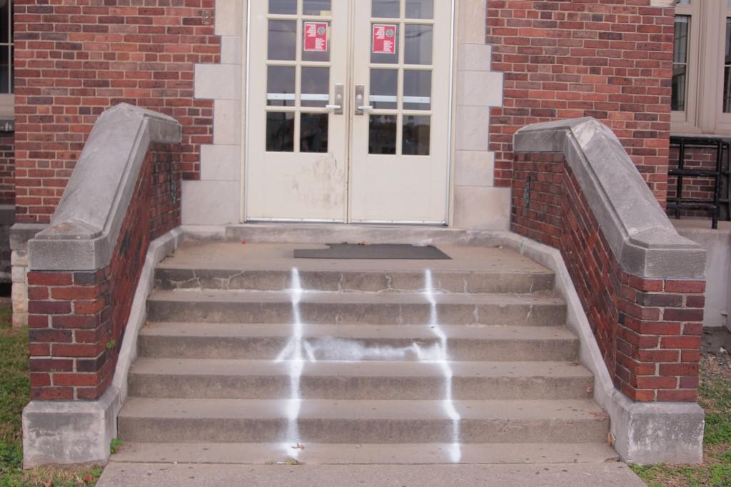 Today%2C+after+first+block%2C+Mr.+Ed+Burton+%28Security%29+saw+a+spray-painted+H+on+the+side+steps+of+Manual.+This+was+another+vandalism+prank+suspected+of+Male+students+or+affiliates.+Photo+by+Tara+Steiden