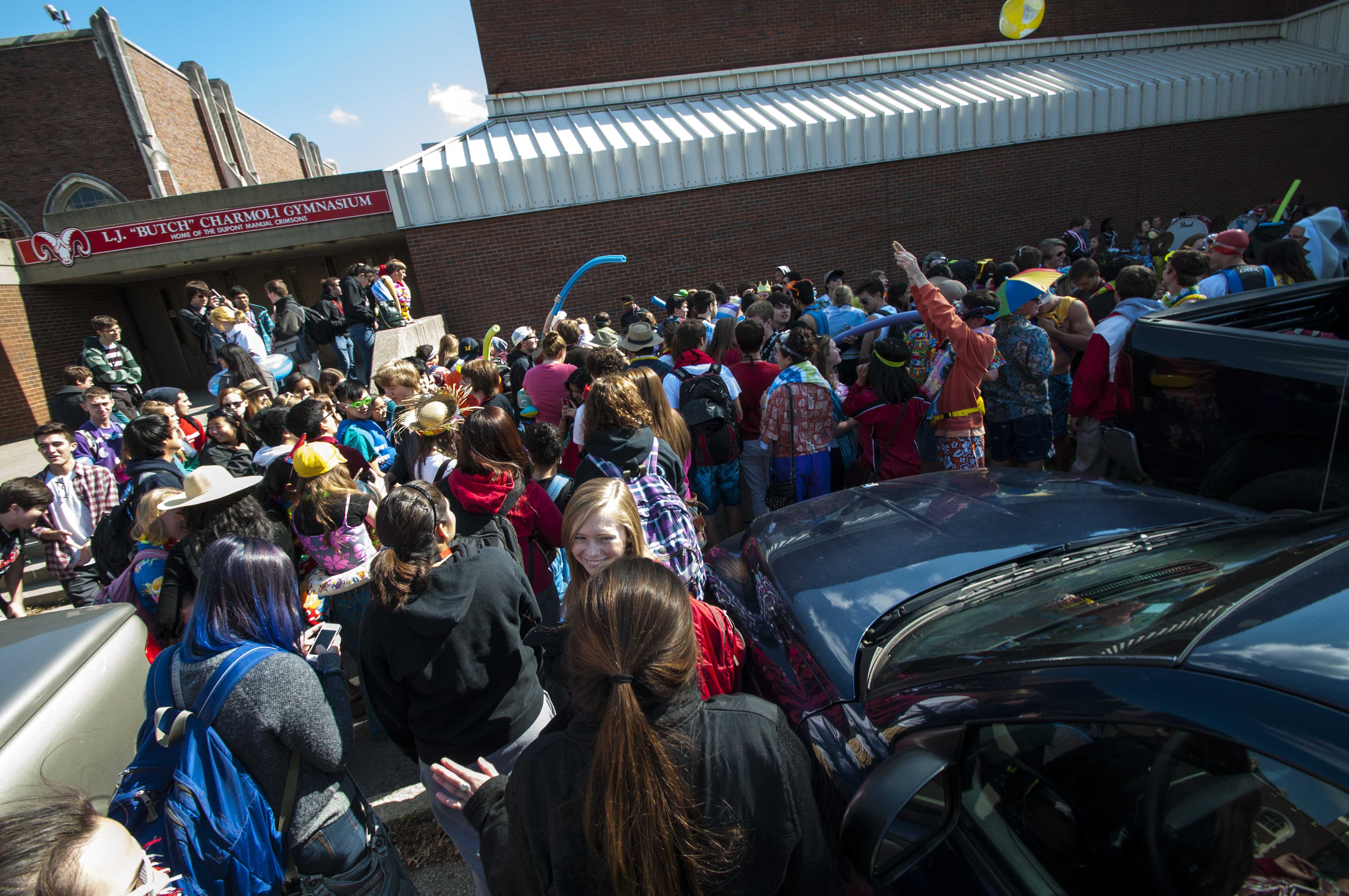 Seniors gather round for their grand entrance into the gym. Photo by Jack Steele Mattingly