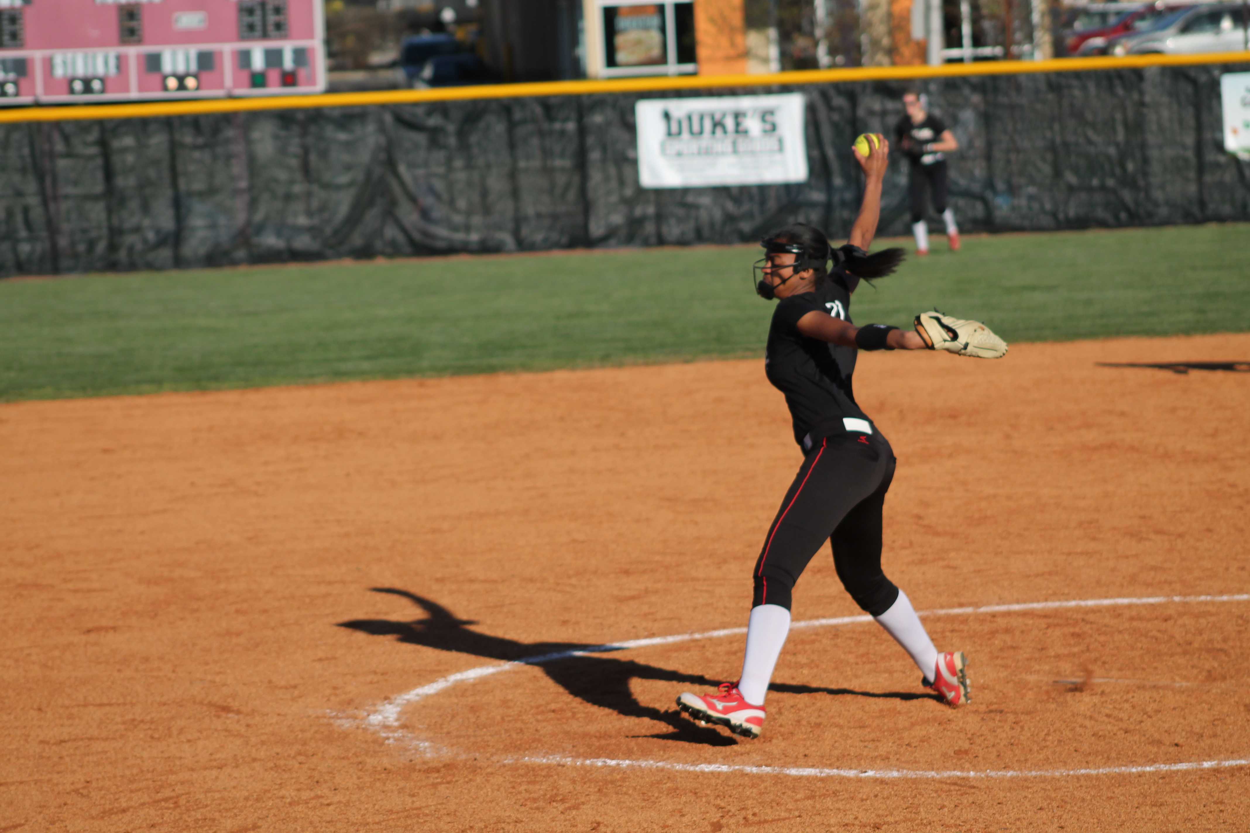 Madison Williams (12, #21) with the pitch late in Tuesdays game.
