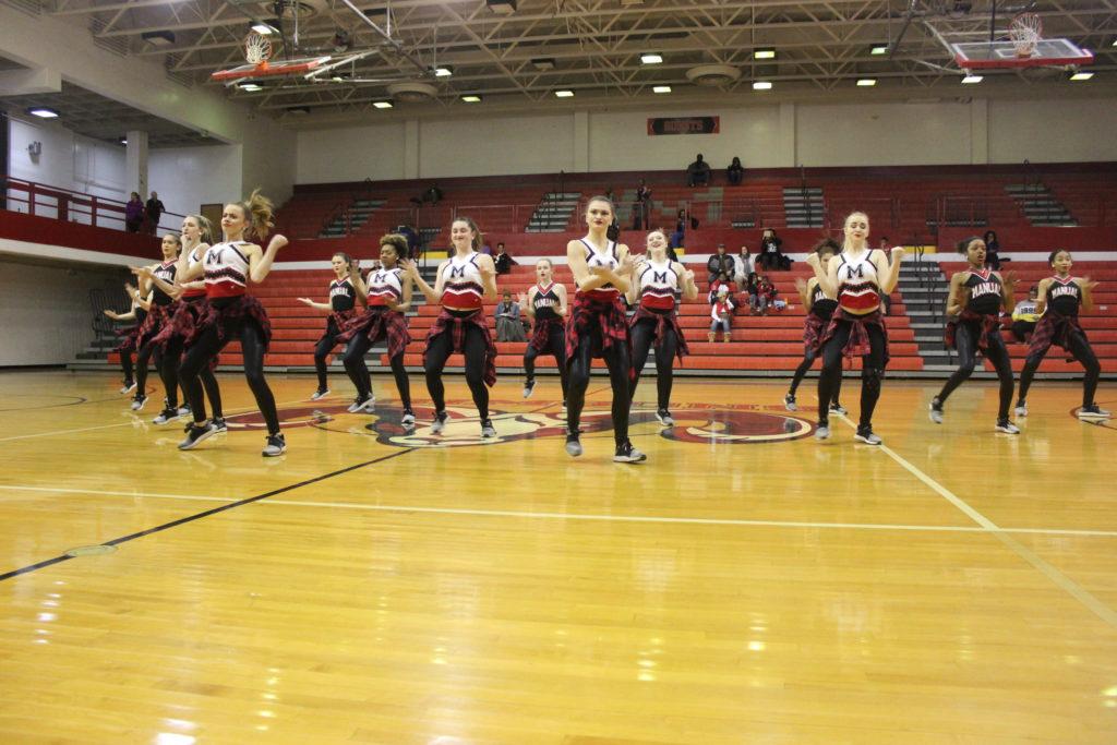 The Dazzlers preform at the halftime show during the Girls basketball game. Photo by: Cicad Hoyt. 