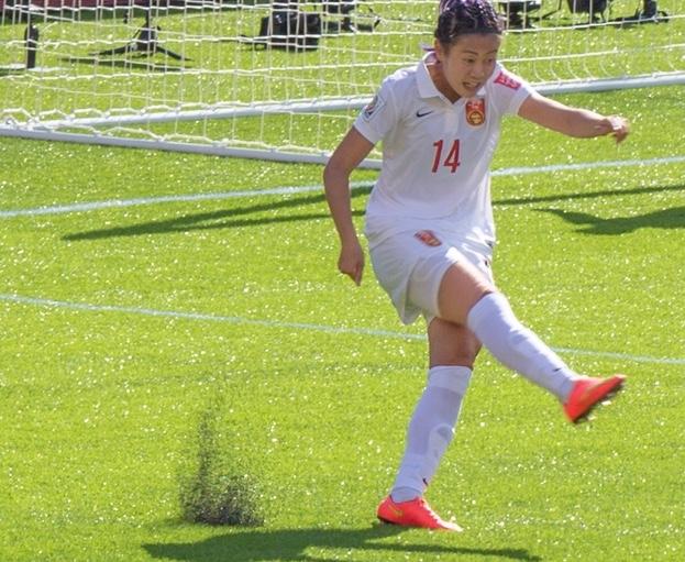 A soccer player plays on turf. The FIFA Womens world cup was played on turf in 2016. 