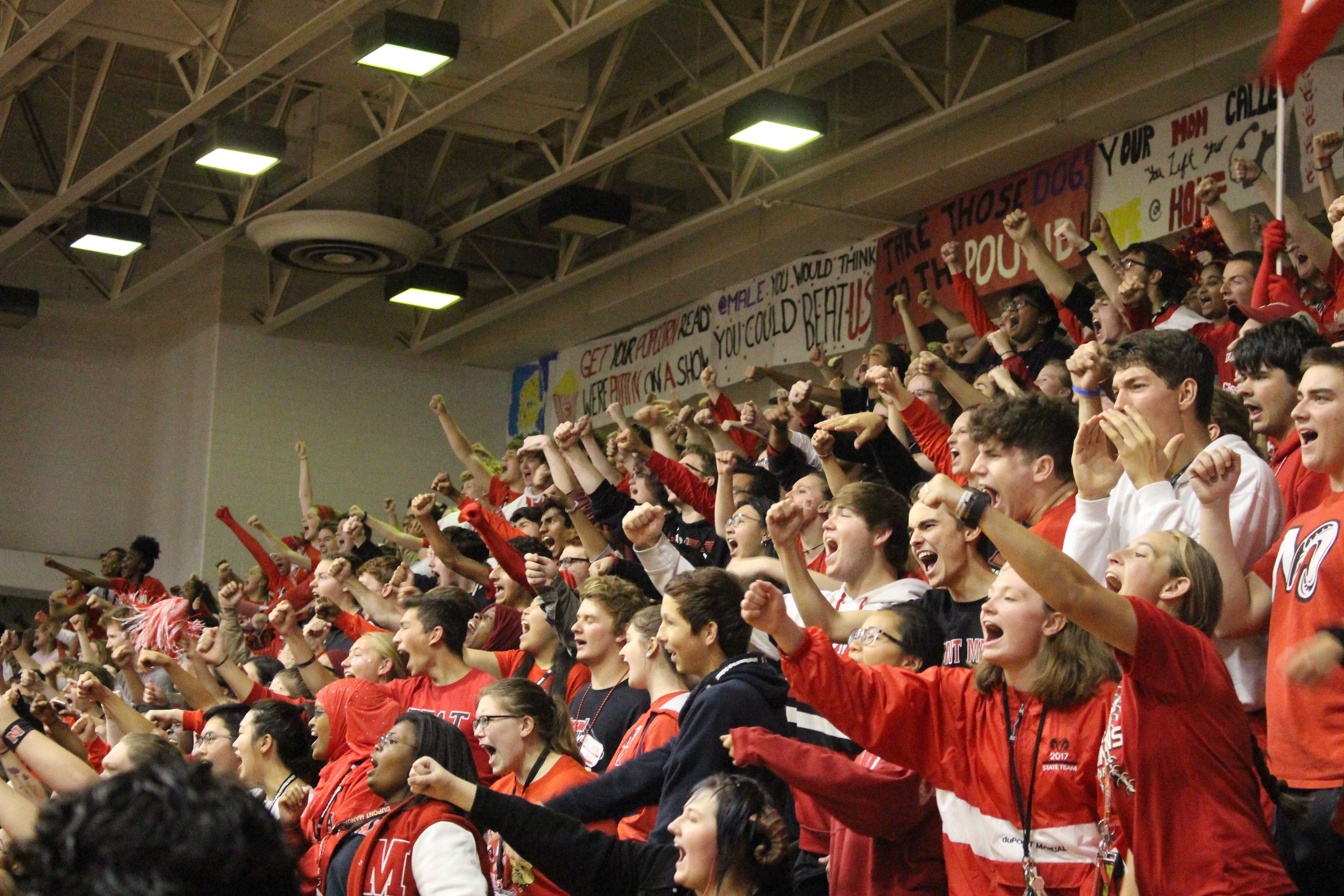 Crimsons go crazy at the pep rally. Photo by Payton Carns