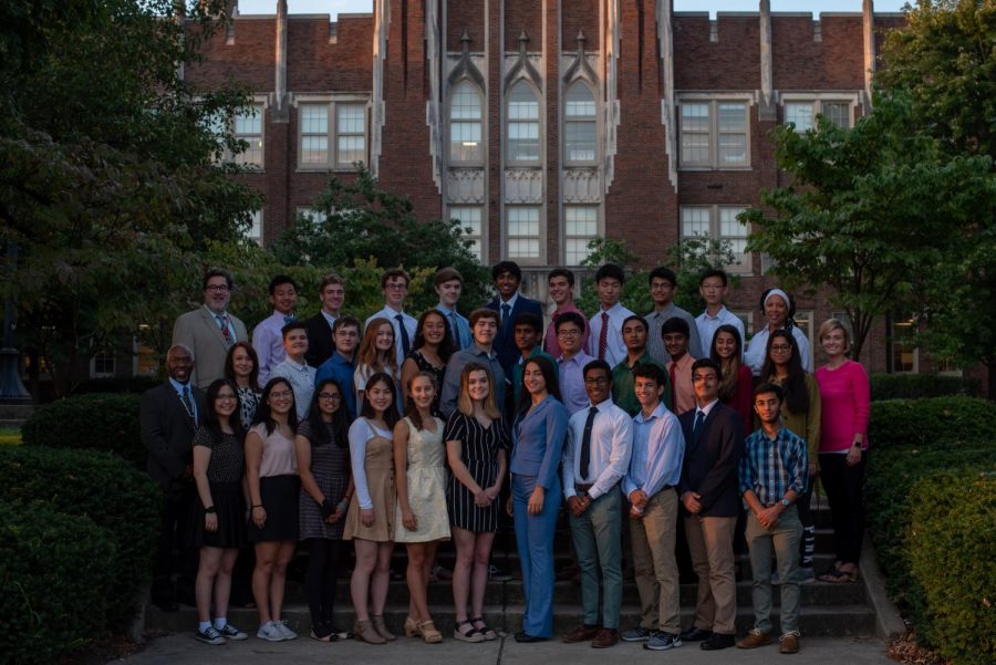 National Merit Semifinalists pose in front of Manual. Photo by Cesca Campisano.