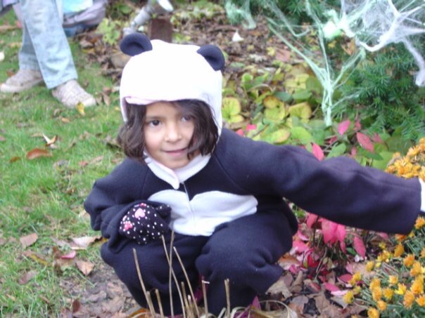 Mandala dressed as a panda for Halloween in 2009. Photo provided by Mandala Gupta VerWiebe