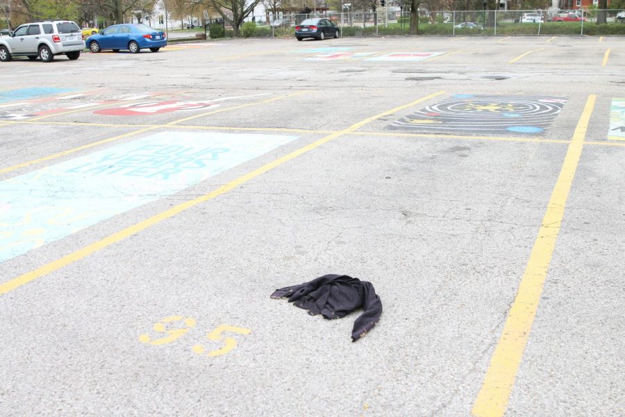 A sweatshirt left in Manuals student parking lot. Photo by EP Presnell. 