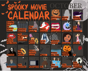 October spooky movie calendar