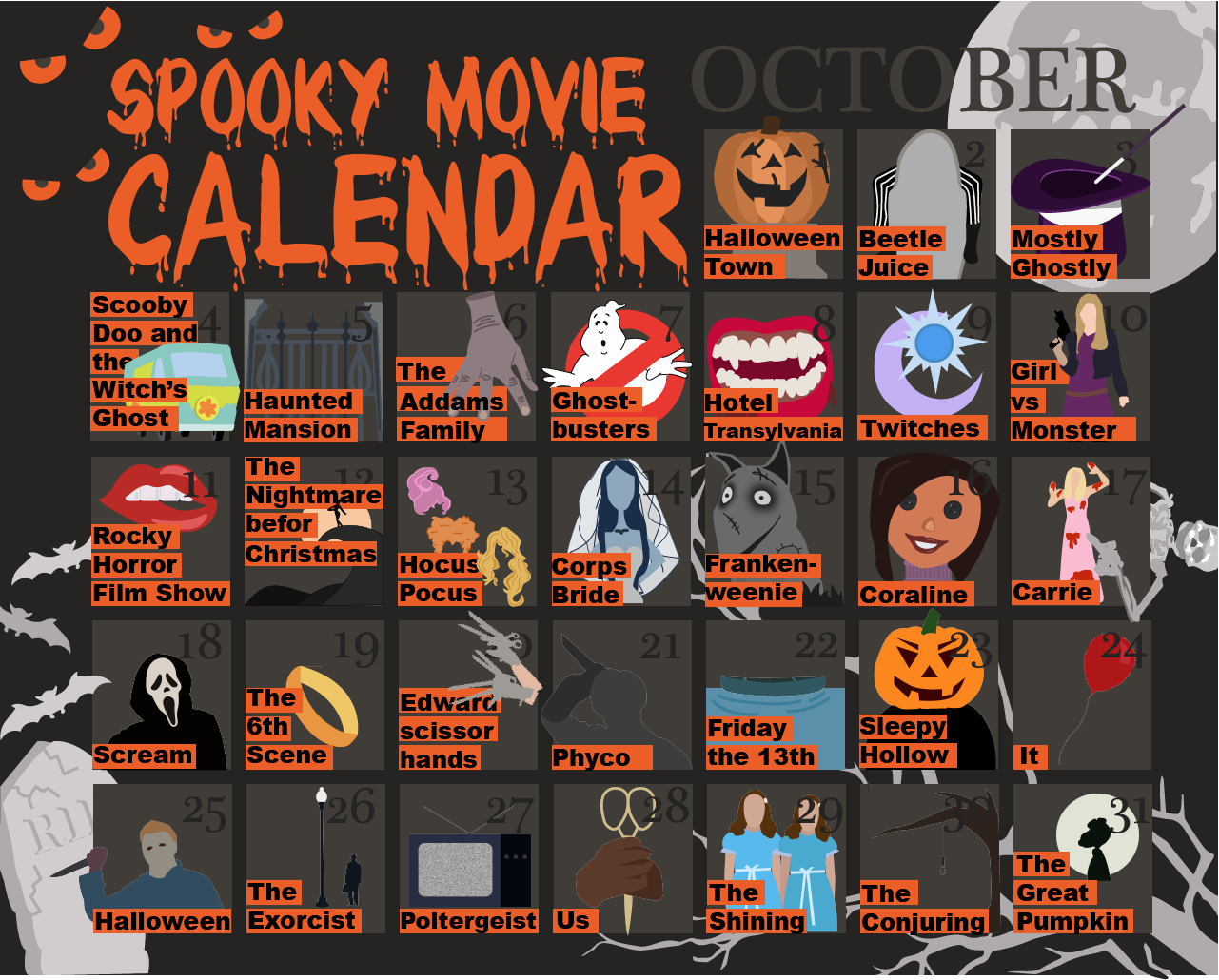 Horror Calendar 2024 Tacoma - Alfy Philippe