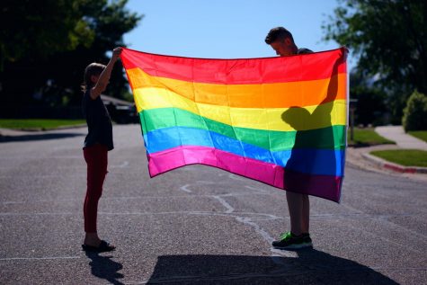  A parent and child holding a rainbow pride flag. Photo sourced from Unsplash. Taken by Sharon McCutcheon.