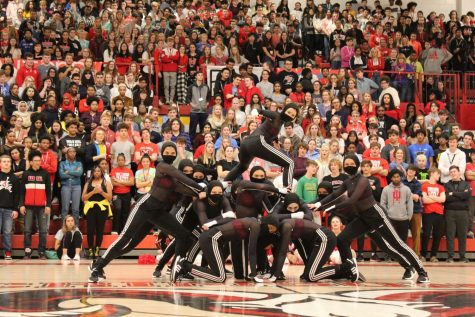 The Dazzlers dazzle at the last pep rally before school shut down due to COVID-19. Photo by Molly Gregory.