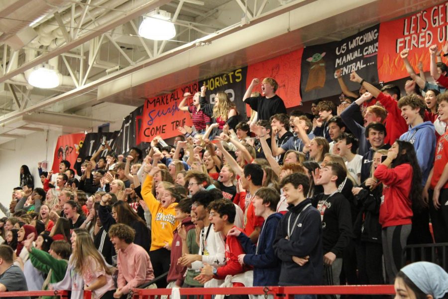 Students cheer during the last pep rally of 2020. Photo by Molly Gregory.