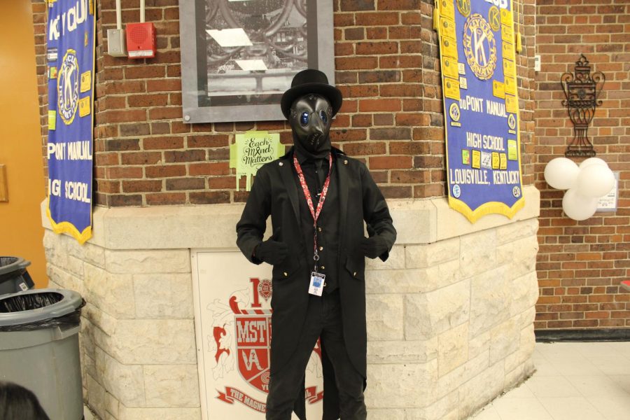 Jacob Day, (11, MST),
Dressed as a plague doctor in the senior cafeteria.
Photo by Justin Farris