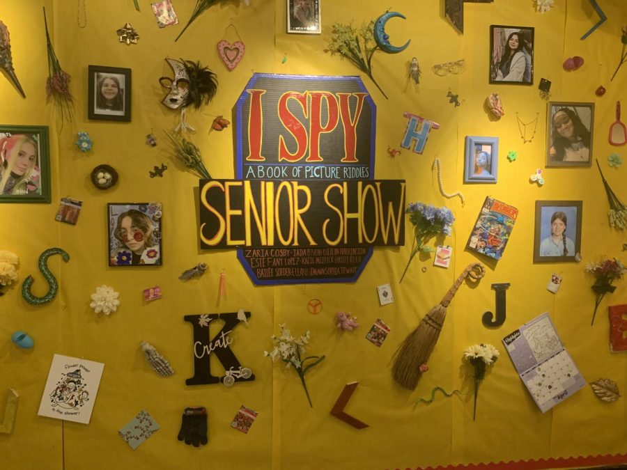 The Beyoncé Wall for the “I Spy” senior art show. Photo by Amy Arias Quijano.