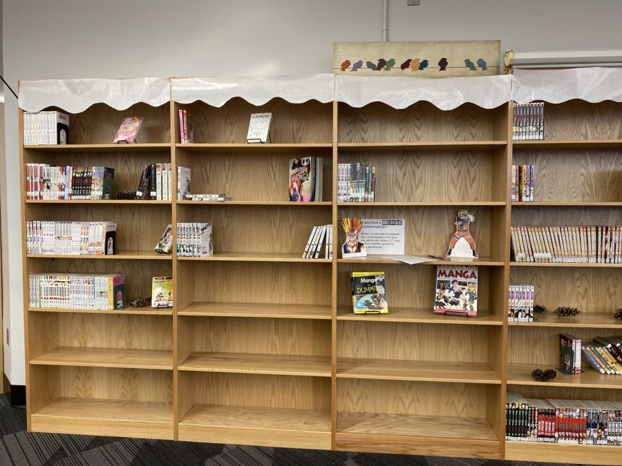 Manga is popular among Manual students and has been moved to a larger shelf in order to accommodate this demand. Newer book shipments are coming in soon.