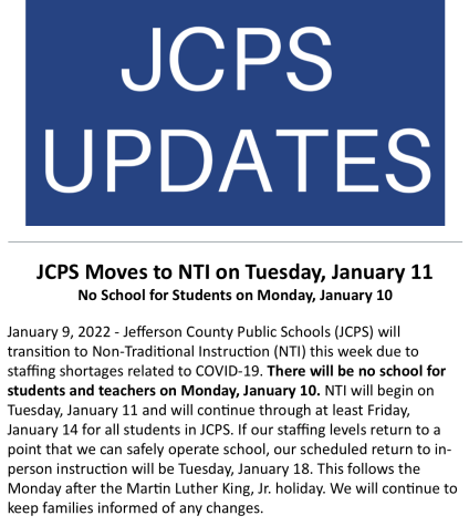 Screenshot of email sent from JCPS