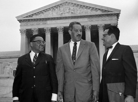 William T. Coleman, left and Thurgood Marshall, middle outside the Supreme Court in 1958.