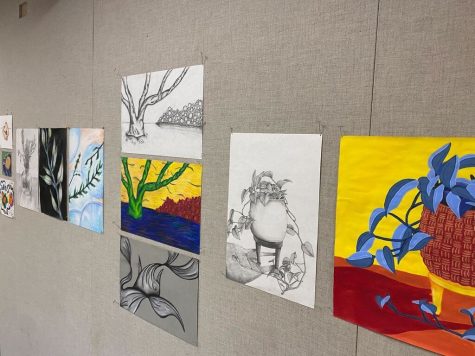 Student artwork hangs in the VA annex 
on the first floor. Photo by Brennan Eberwine. 