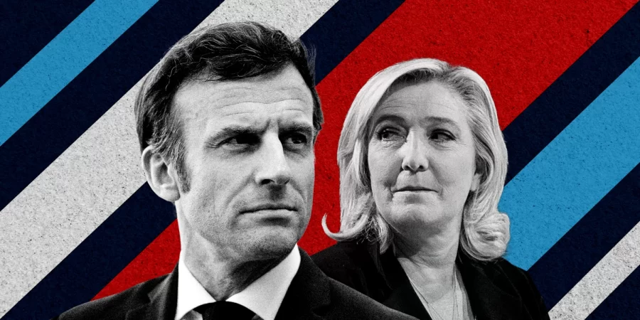 Emmanuel Macron, left, and Marine Le Pen faced off in the 2022 French Election. Photo courtesy of NBC News.