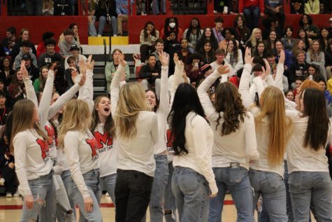 The Dazzlers performed a cheer at their pep rally. Photo by Ava Blair