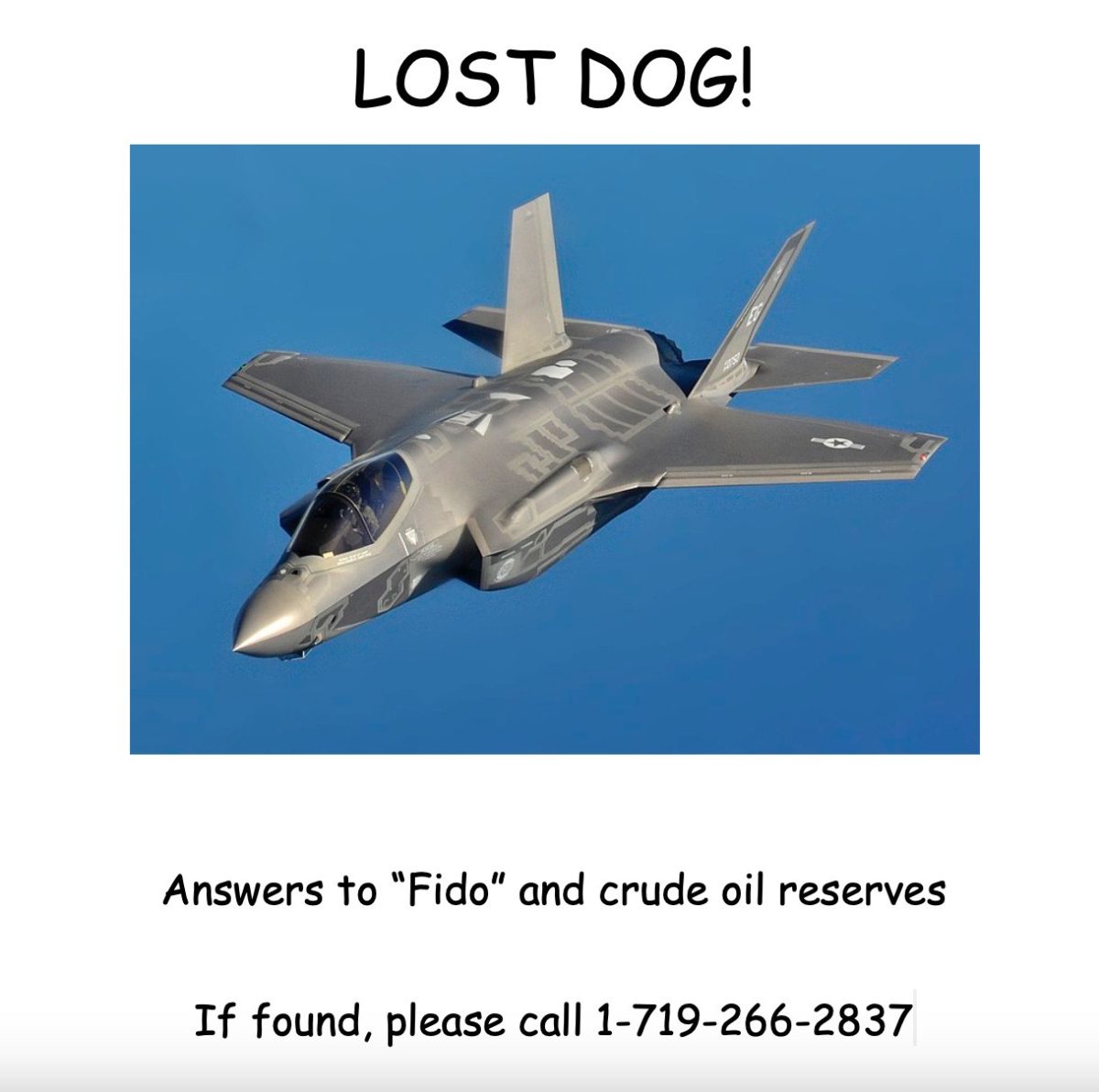 Satirical poster for a missing plane. 