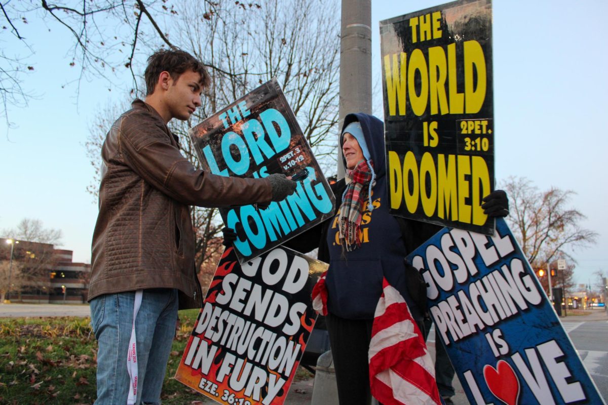 Leo Tobbe (12, J&C) interviewing one of the members of the Westboro Baptist Church.