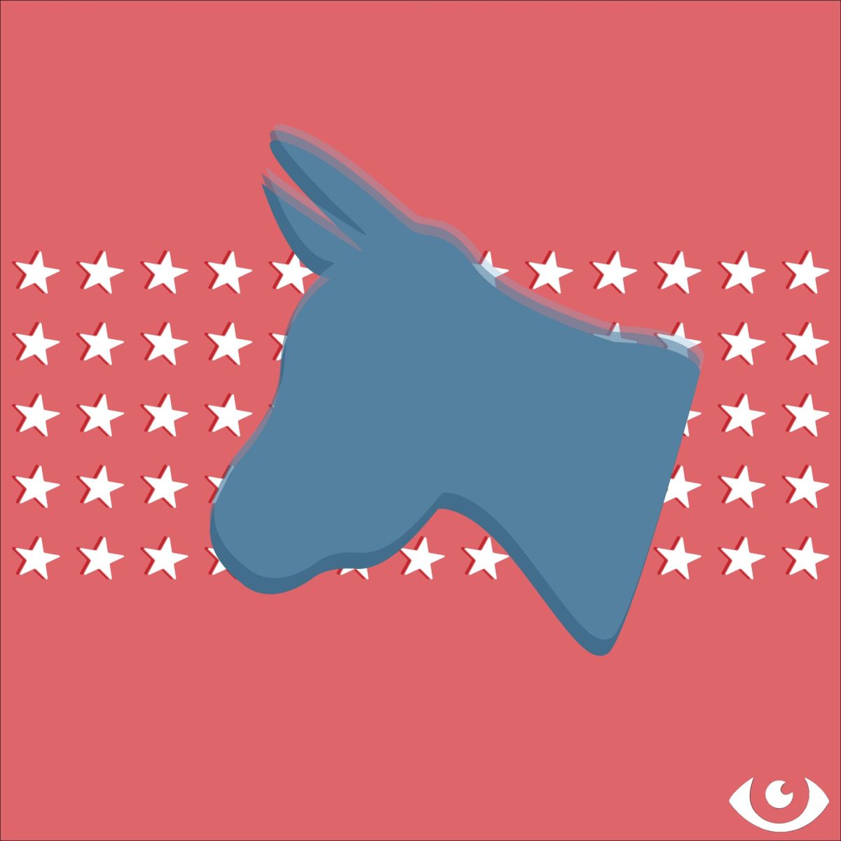 The donkey is the historic symbol of the Democratic party. Patriotism was a common theme throughout the 2024 Convention. Design by Sadie Roethgen