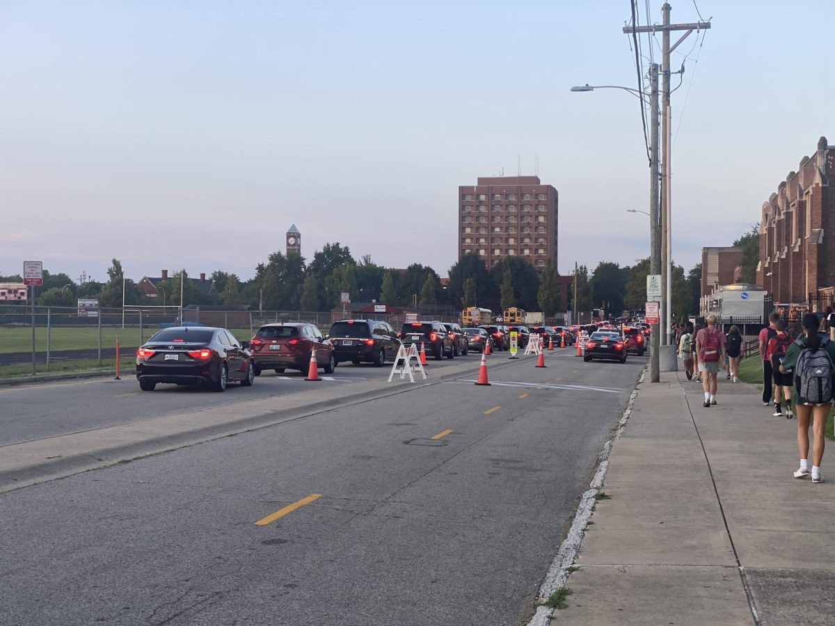 Morning rush hour at Manual's car rider line this week. 