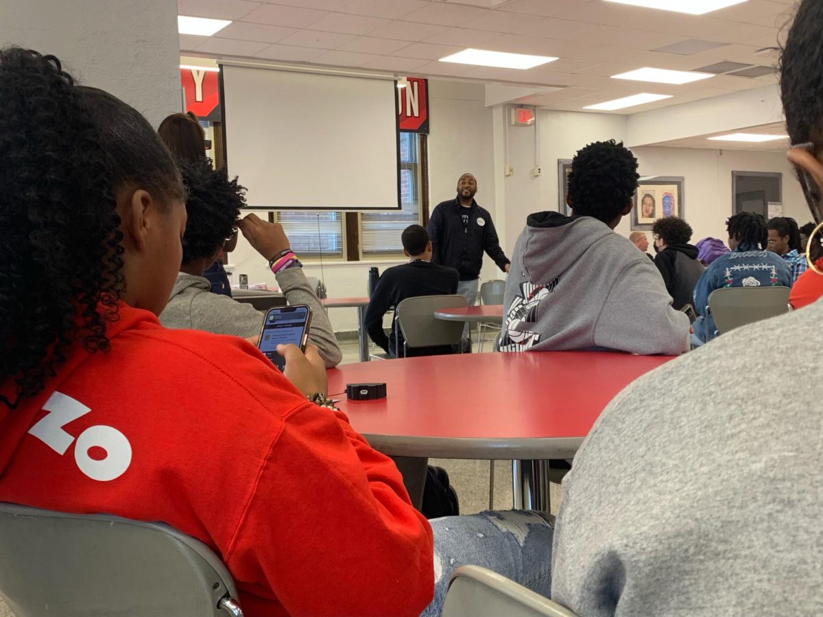 Charles Booker, former Kentucky State Representative, speaking at a Black Student Union meeting in 2023. Photo by Katie Dikes