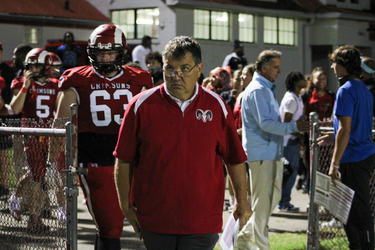 Head Coach Keith Eckloff walking on to the field after halftime. 