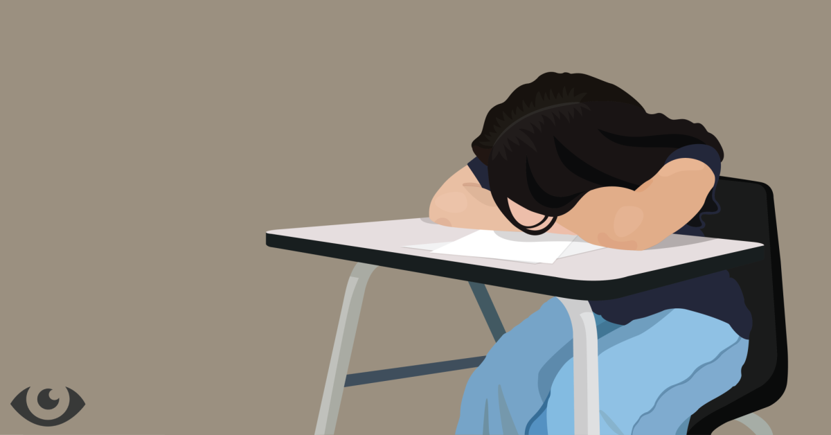 Without getting proper sleep, students are left tired and groggy throughout the school day. Design by Marisa Bucher.