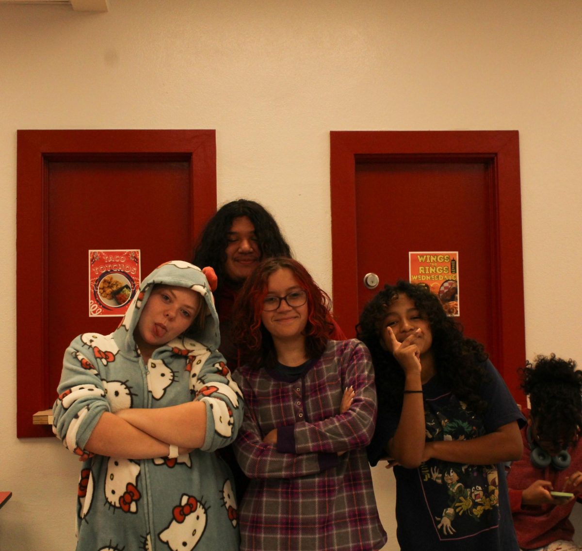 A group students dressed in their pajamas