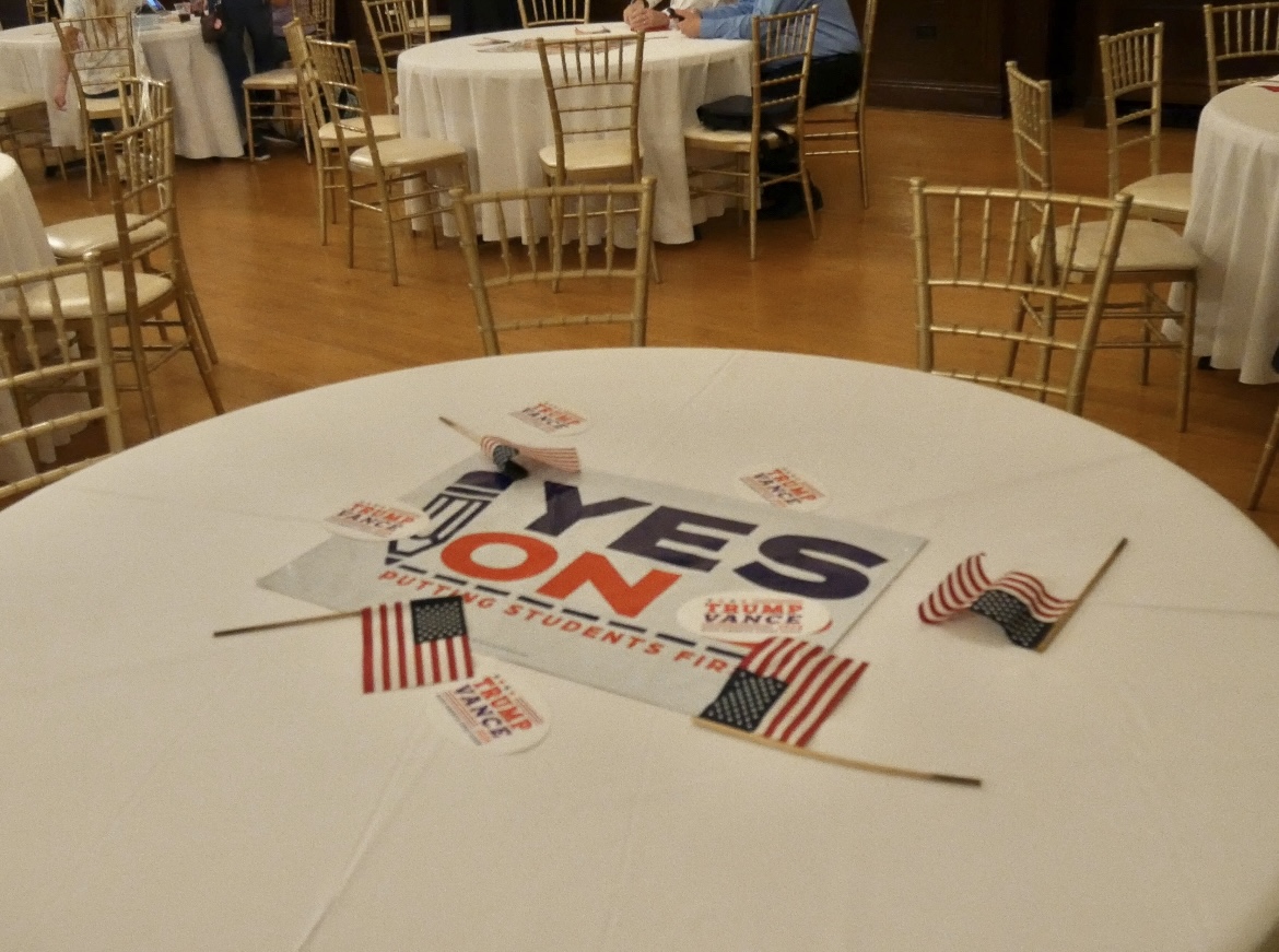 Signs in support of Amendment 2 were displayed at the Jefferson County Republicans' election night party. 