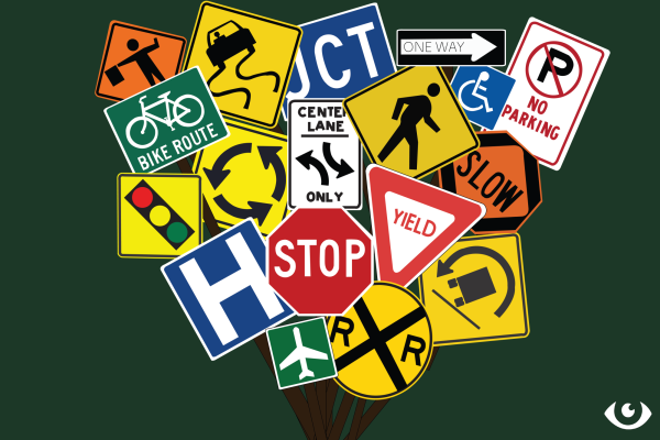 It is important drivers known what road signs mean to stay safe. Design by Katie Dikes.