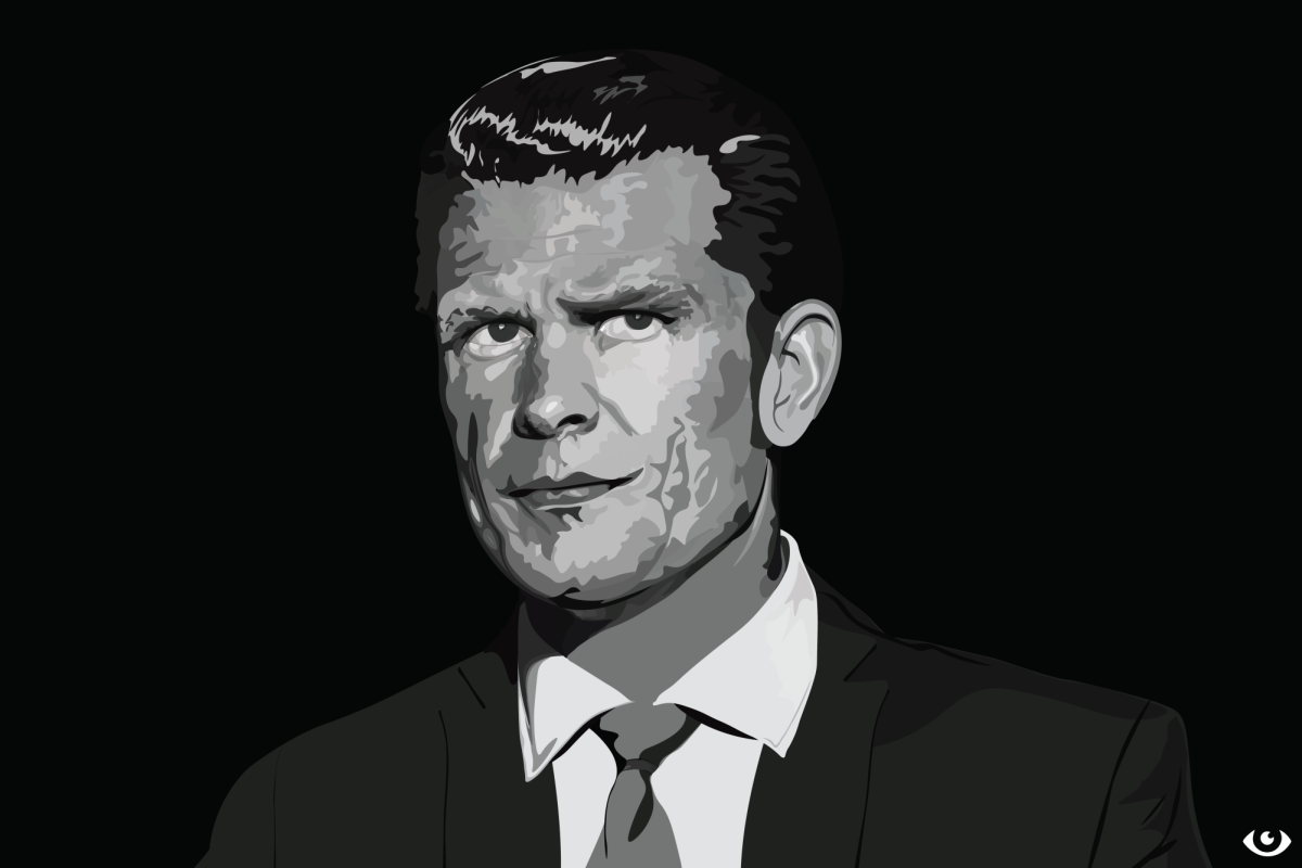 Pete Hegseth, a former Fox News host, was chosen to be the Secretary of Defense. Design by Dia Cohen.