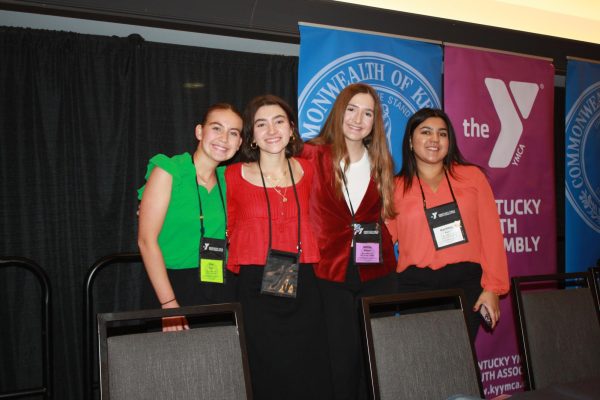 Ashley Billiter (12, HSU) pictured second from right at Kentucky Youth Assembly with fellow presiding officers Ava Blair (12, J&C), Ada Gibson (12, HSU) and Woodford County senior Mandeep Kaur. Photo courtesy of Ashley Billiter