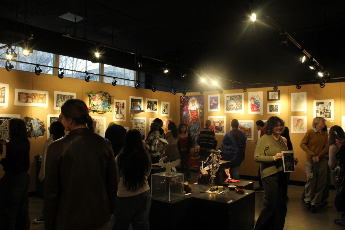 Students viewing the gallery at its opening on Jan. 30, 2025.