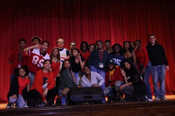 The Crimson Chords pose after singing the Black National Anthem "Lift Every Voice and Sing."