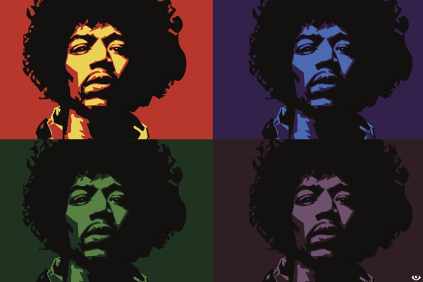 Jimi Hendrix became one of the most influential guitarists in music history through his career in the 1960s. Design by Dia Cohen