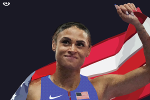 Sydney McLaughlin-Levrone is an Olympic gold medalist and star track and field athlete. Design by Aya Al Waeli.