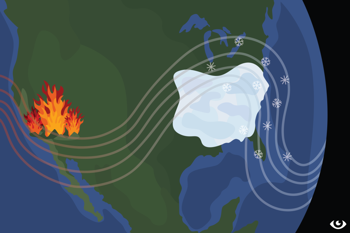 Fires raging across Los Angeles and severe snowstorms in the southeast are the latest in a pattern of ever increasing extreme weather events. Design by Marisa Bucher.