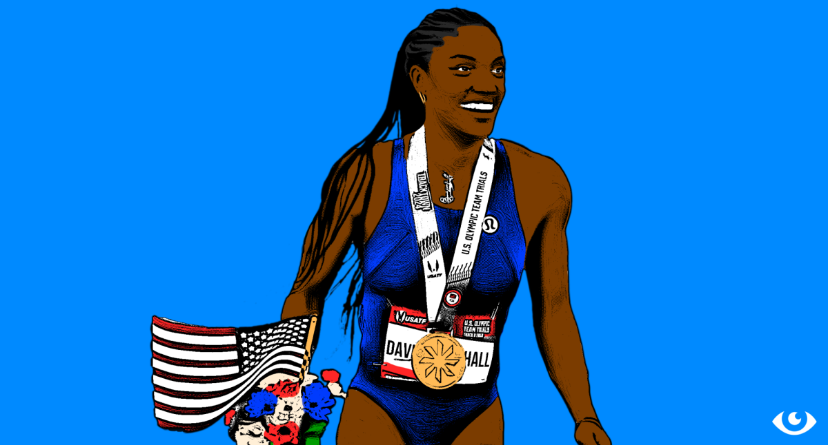 Tara Davis-Woodhall is a state, national and world track and field athlete in the long jump. Design by Aaron Ziegler. 