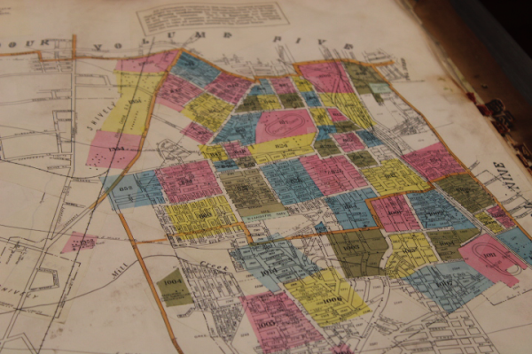 This is the key to the Sanborn Property Map. The numbers correlate to the sections of Louisville. Photo by Alex Hopkins.