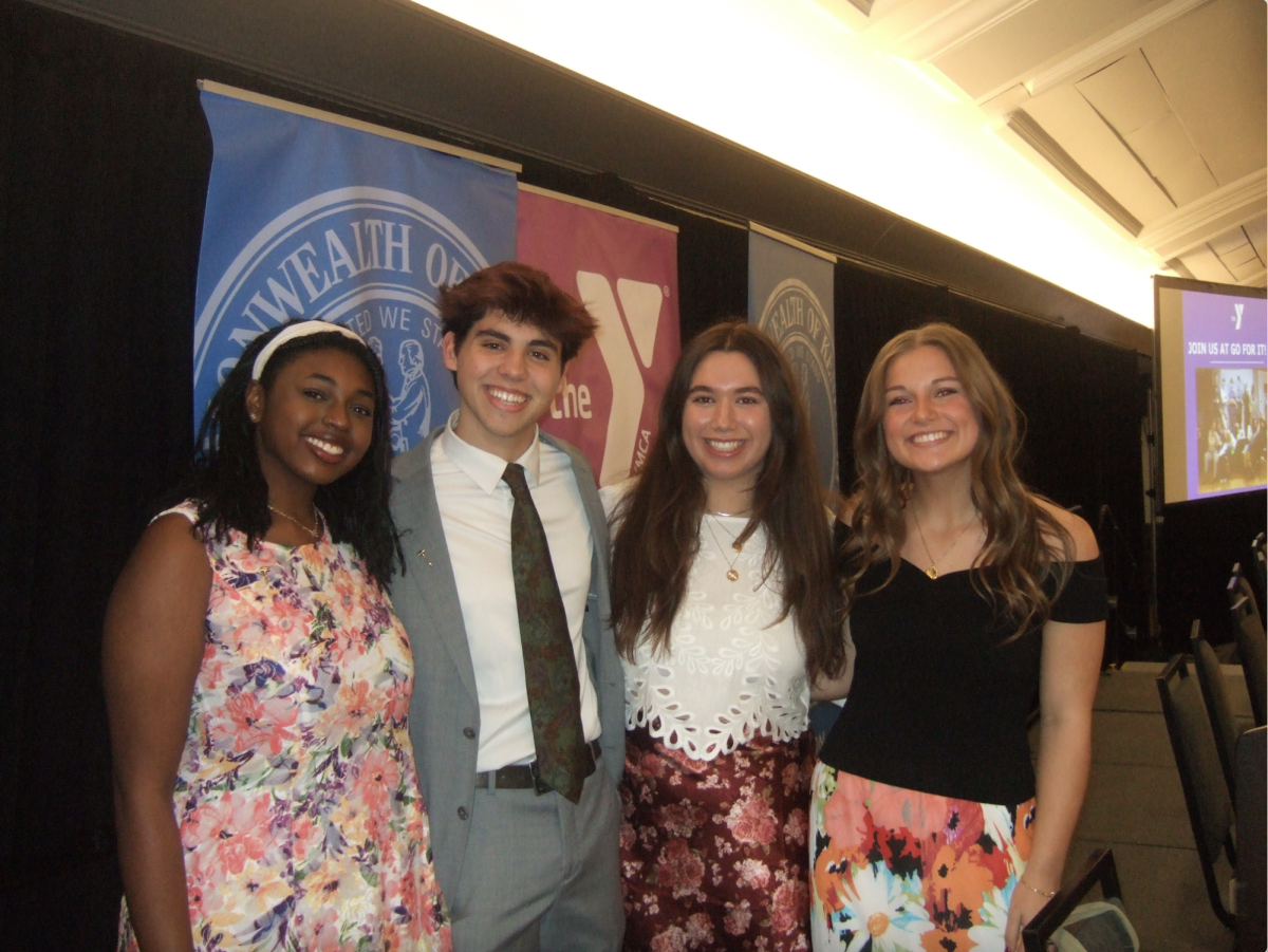 Sabine Friedman (12, HSU) pictured second from right with fellow Kentucky Youth Assembly presiding officers, Essence Marzette (12, HSU), Chase Colvin (12, HSU) and Chloe Groemling (12, HSU).