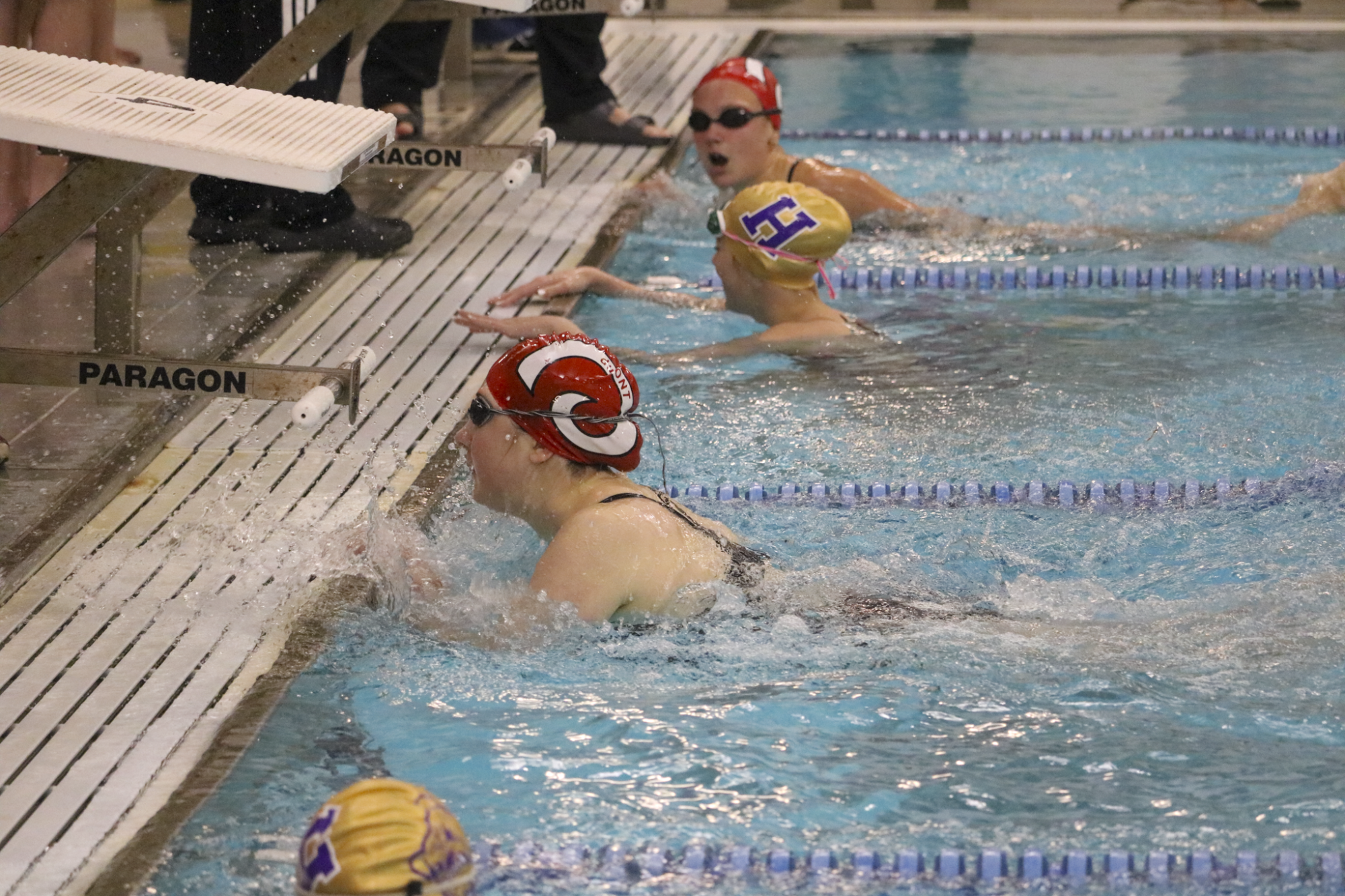 Zoe Peterworth (11, YPAS) reaching the end of the pool after her lap.