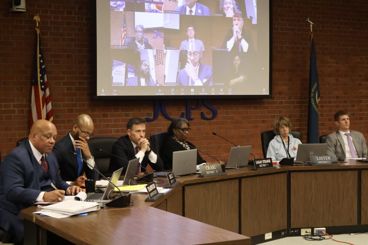The JCPS Board of Education listens during public addresses.